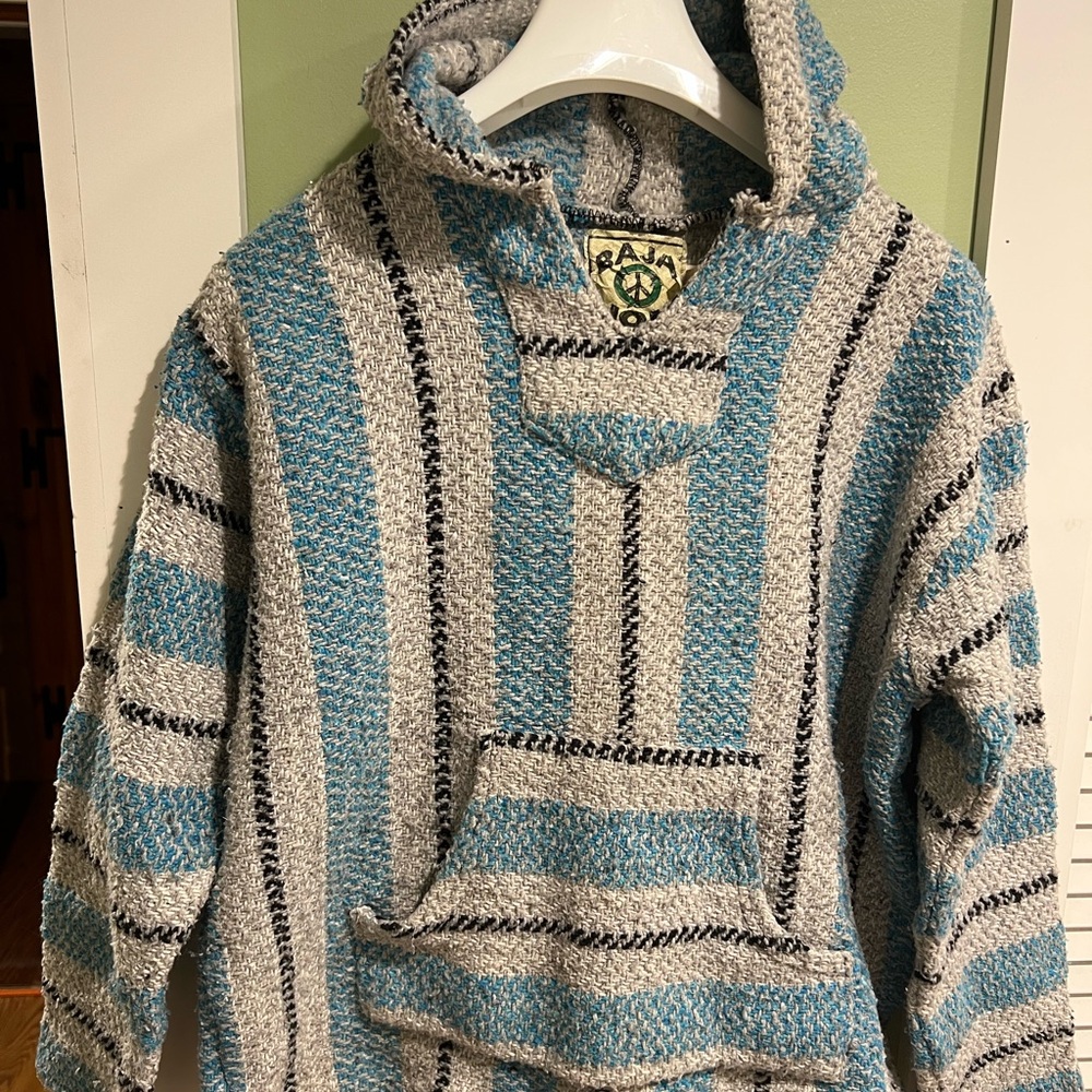 Gray and Blue Striped Sweater